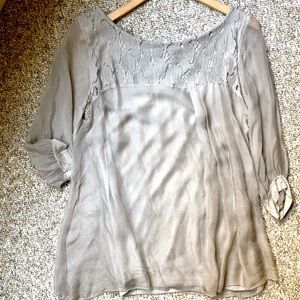Amanti Made in Italy silk layered shirt tunic
